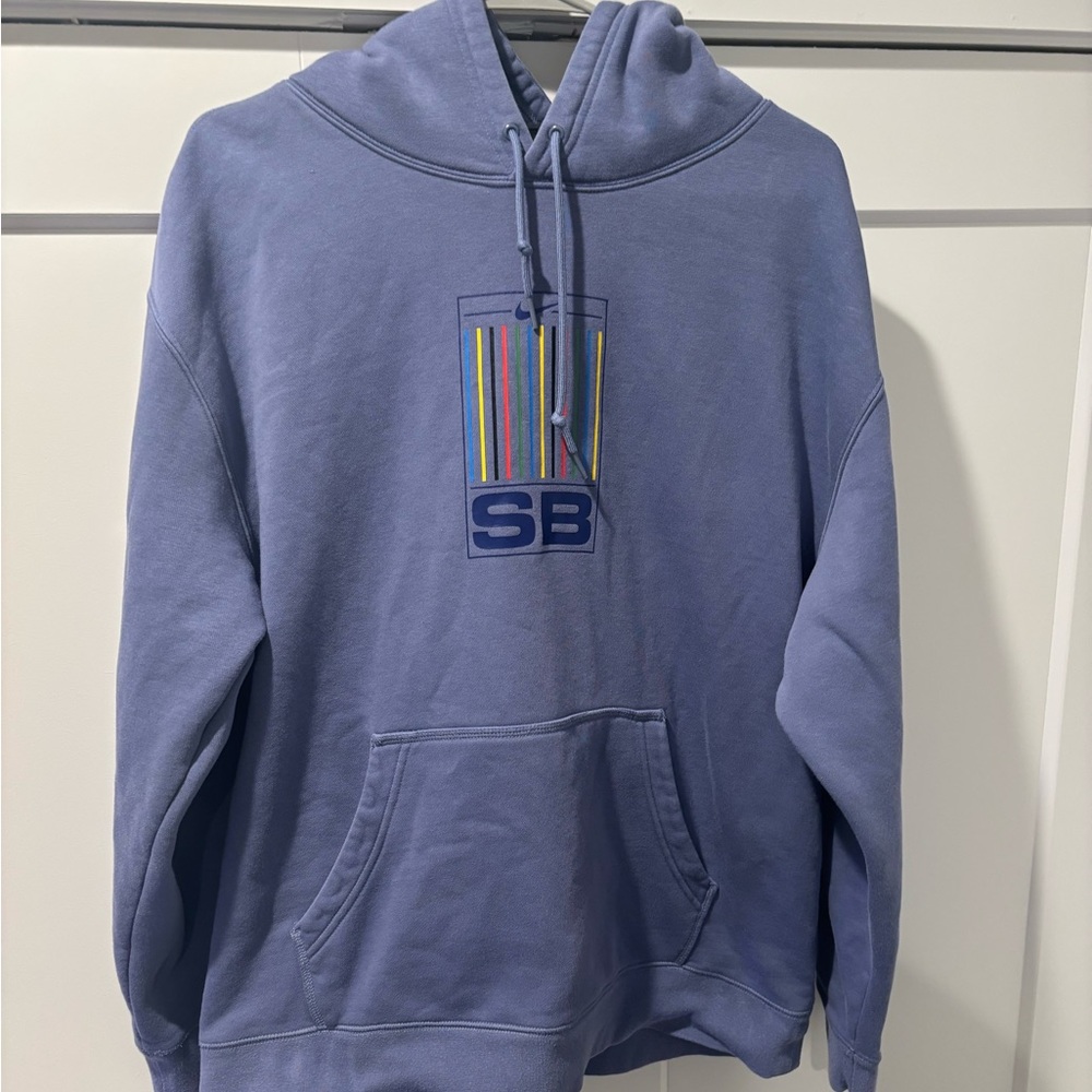 Nike SB Purple Pullover Hoodie with Multicolor Stripe Logo